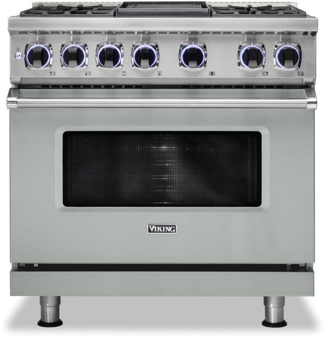 Viking® 7 Series 36" Arctic Grey Pro Style Dual Fuel Liquid Propane Range with 12" Reversible Griddle-0