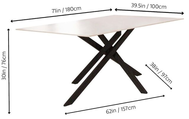 Cramco Nero White Sintered Stone Dining Table with Matte Black Base-2