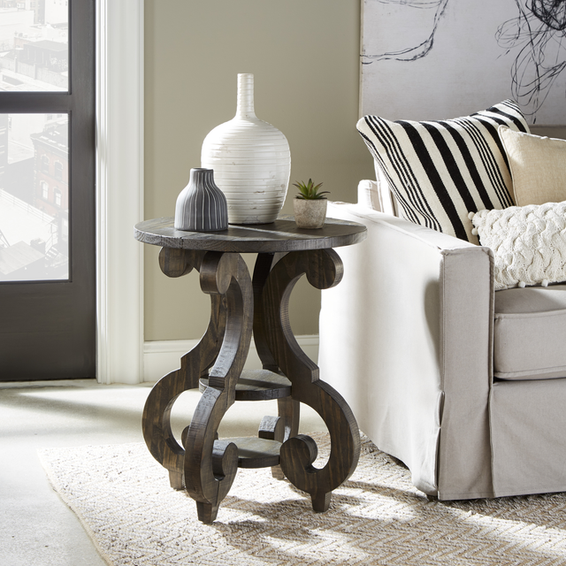 Magnussen Home® Bellamy Peppercorn Round Accent Table-3