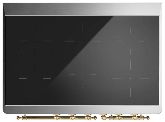 Ilve® Majestic III 40" Midnight Blue Pro Style Induction Range with Solid Door and Brass Trim-2