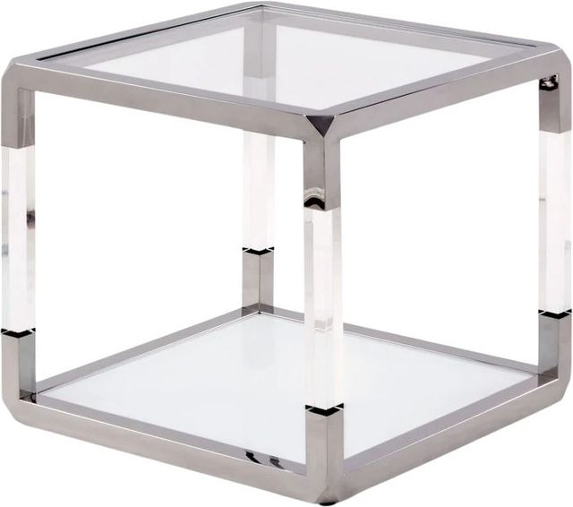 Modus Furniture Jasper Glass Top End Table with Stainless Steel Base-0