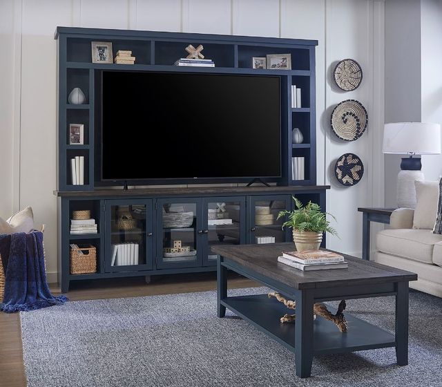 aspenhome® Eastport Malta Blue 97" Console and Hutch-2