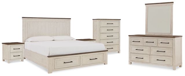 Benchcraft® Brewgan 6-Piece Two-Tone California King Storage Panel Storage Bed Set-0
