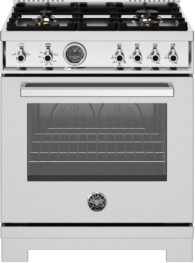 Bertazzoni Professional Series 30" Fingerprint Resistant Stainless Steel Pro Style Gas Range
