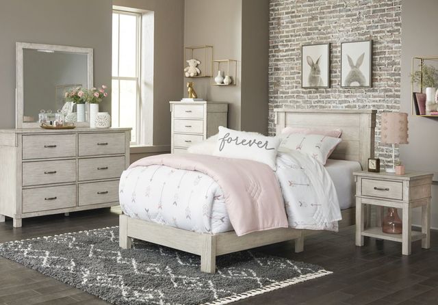 Signature Design by Ashley® Hollentown 2-Piece Whitewash Twin Panel Bed Set-3