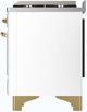 Ilve® Majestic III 60" White Pro Style Dual Fuel Liquid Propane Range with French Top and Brass Trim-3