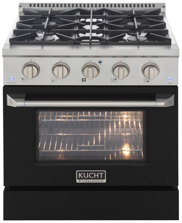 Kucht Professional KNG Series 30" Stainless Steel Pro Style Propane Gas Range with Black Door-0