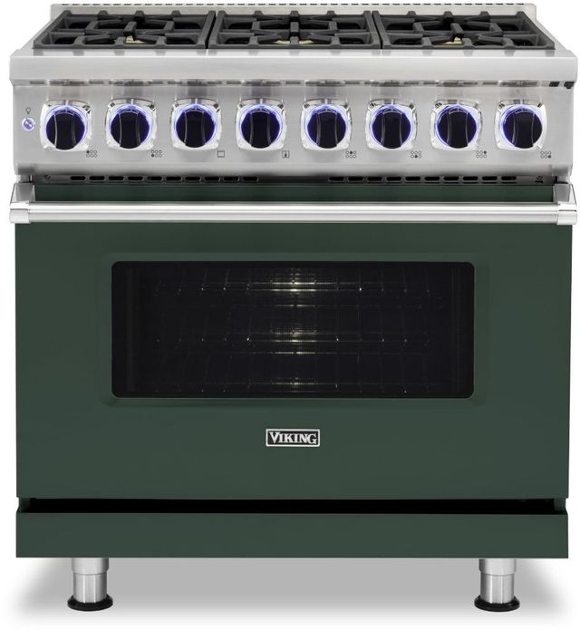 Viking® 7 Series 36" Blackforest Green Pro Style Dual Fuel Liquid Propane Range-0