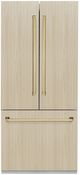 ZLINE Autograph Edition 36 in. 19.6 Cu. Ft. Panel Ready Built-In French Door Refrigerator with Water Dispenser, Ice Maker, Graphite Gray Interior and Polished Gold Handles-0