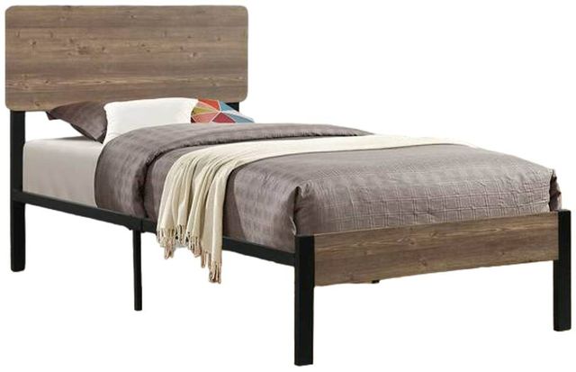 Milton Greens Stars Black Frame Twin Platform Bed with Wooden Headboard and Footboard-0