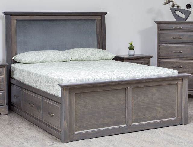 Mako Wood Furniture Symphony Gray Upholstered Queen Panel Bed-0