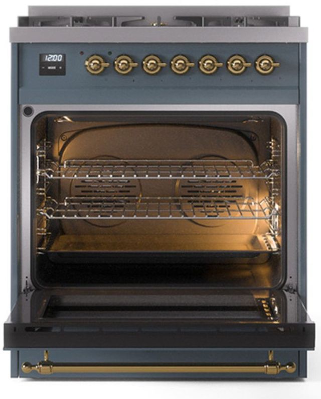 Ilve® Nostalgie II Series 30" Blue Gray Pro Style Dual Fuel Range-2