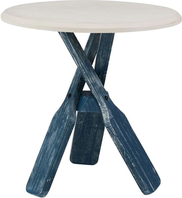 Powell® Orville Off White Side Table with Blue Base-3