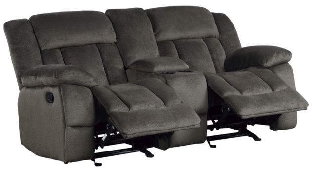 Homelegance® Laurelton Chocolate Double Manual Glider Reclining Loveseat with Center Console-3