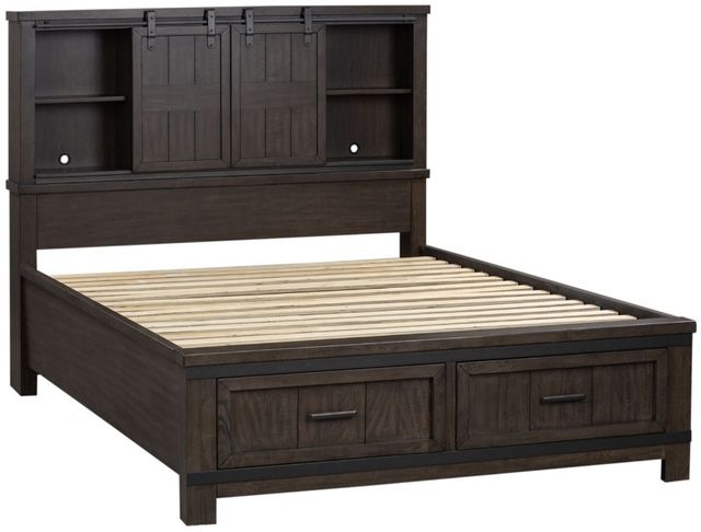Liberty Furniture Thornwood Hills Rock Beaten Brown Queen Bookcase Bed-0