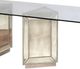 Bassett Mirror Murano Glass Top Double Pedestal Dining Table with Mirror Silver Leaf Base -1