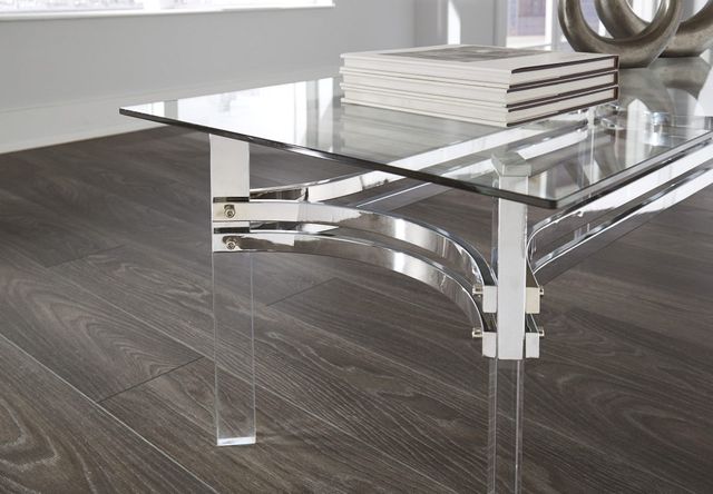 Signature Design by Ashley® Braddoni Glass Top Rectangular Coffee Table with Chrome and Acrylic Legs-4