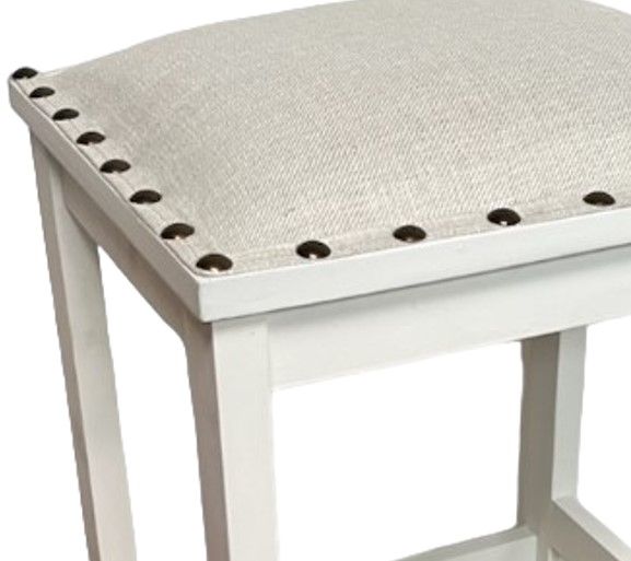 Million Dollar Rustic Beige/White Padded Stool-1