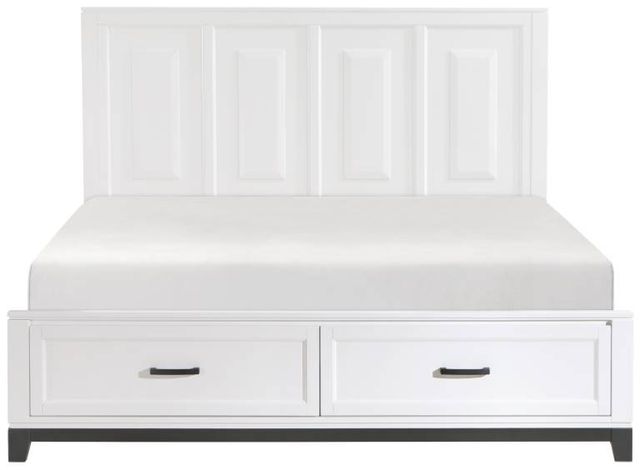 Homelegance® Garretson Metallic Gray/White California King Panel Bed with Footboard Storage-2
