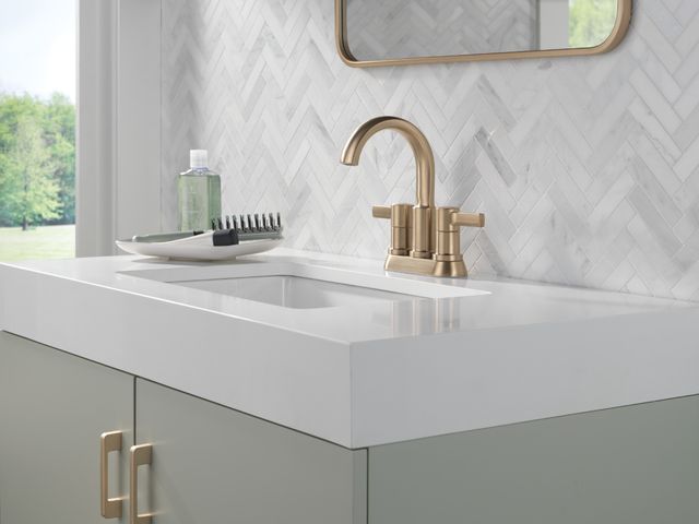 Delta Albion™ Champagne Bronze Two Handle Centerset Bathroom Faucet-3