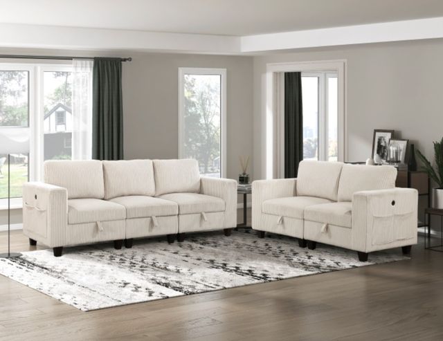 Homelegance® Walterboro Beige Loveseat with Storage, Storage Pouches and Charging Ports-1
