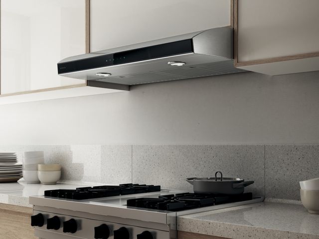 Elica Techne Series Aria 36" Stainless Steel Under Cabinet Range Hood with Black Glass Trim-3