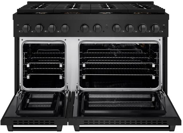 ZLINE 48" Black Stainless Steel Pro Style Gas Range with 8 Brass Burners-1