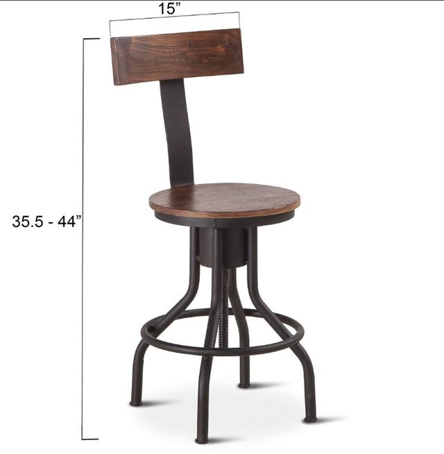 Home Trends & Design Industrial Modern Antique Zinc/Walnut Adjustable Stool-2
