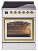 Ilve® Nostalgie II Noblesse 30'' White Pro Style Induction Range with Brass Trim-0