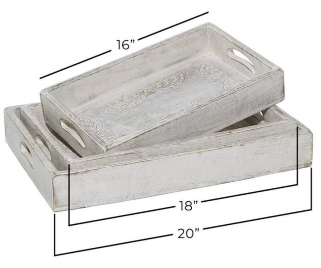 Deco Marche 3-Piece White Tray Set-2