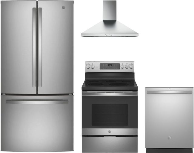 GE® 4 Piece Stainless Steel Kitchen Package