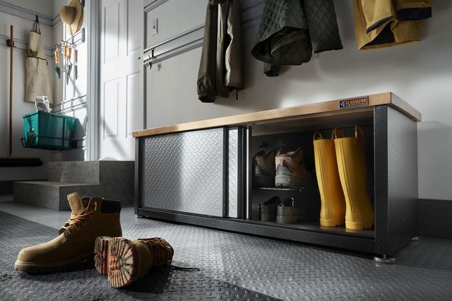 Gladiator® 54" Silver Tread Storage Shoe Bench-5