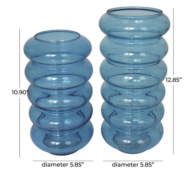 Deco Marche 2-Piece Blue Bubble Decorative Vase Set-3