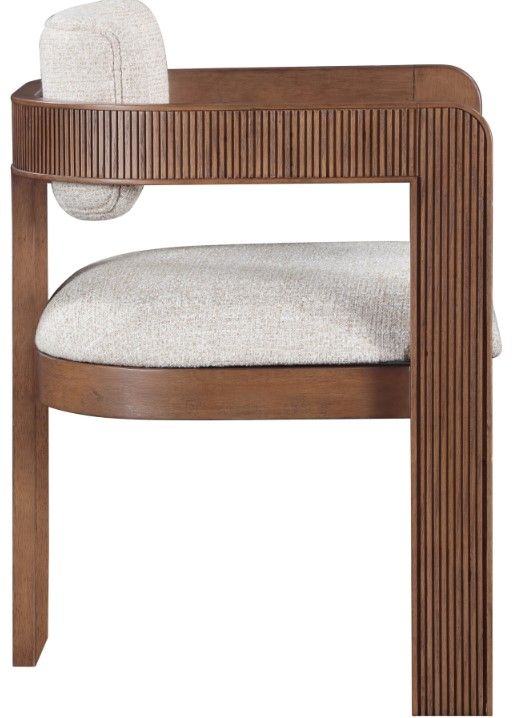 Meridian Furniture Sacha Beige/Walnut Linen Textured Upholstered Dining Chair-3