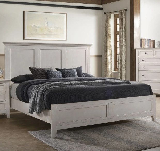 Intercon San Mateo Rustic White King Standard Panel Bed-1