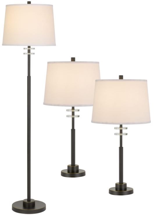 Cal® Lighting & Accessories 3-Piece Dark Bronze/White Lamp Set-1