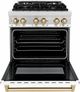 ZLINE Autograph Edition 30" Stainless Steel Pro Style Dual Fuel Range with White Matte Door and Polished Gold Accents-1
