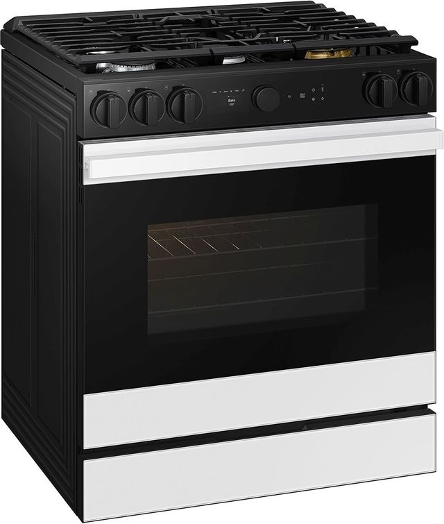 Samsung Bespoke 30" White Glass Slide In Gas Range-2