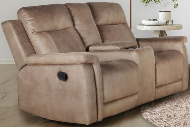 New Classic® Home Furnishings Palmer Light Brown Loveseat with Dual Recliner