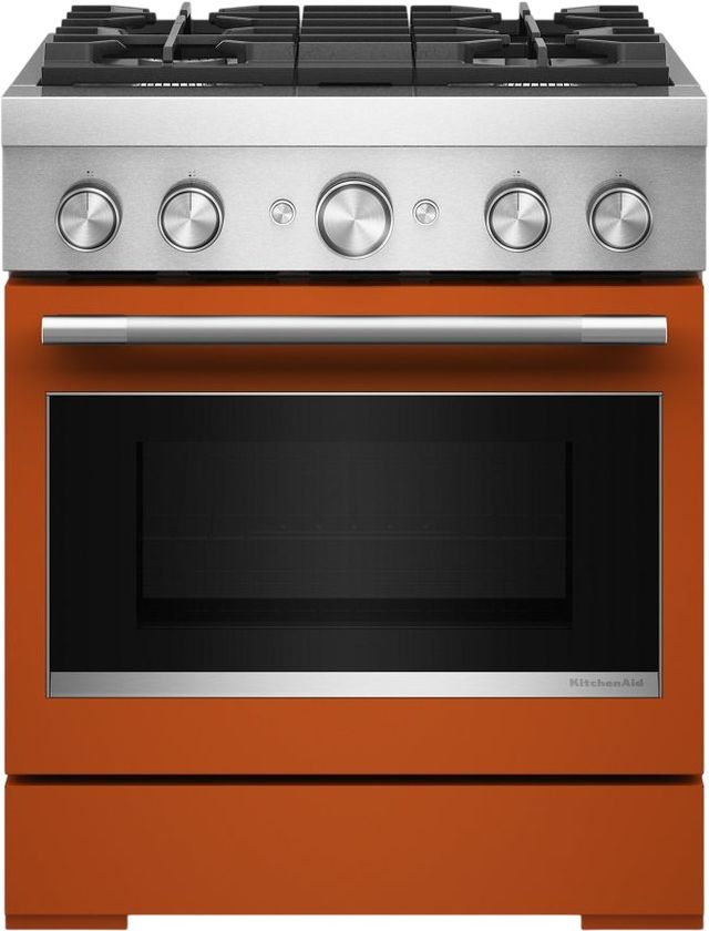 KitchenAid® 30" Scorched Orange Pro Style Dual Fuel Range with No Preheat Air Fry Mode-0