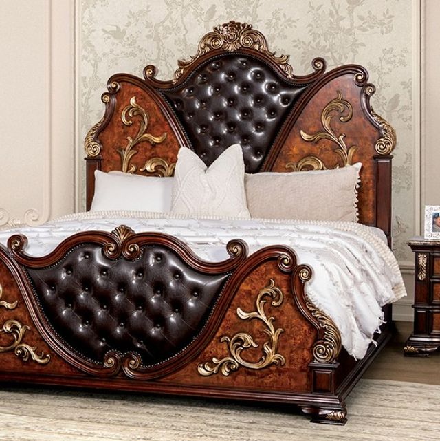 Furniture of America® Aquilina 4-Piece Dark Cherry/Oak Queen Bedroom Set-1