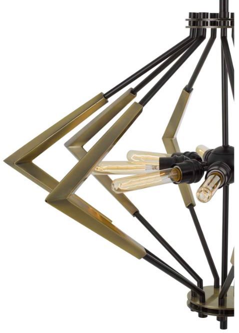 Cal® Lighting & Accessories Malounta Antique Brass/Black Chandelier-1