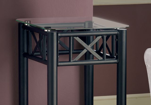Monarch Specialties Inc. Glass Top Accent Table with Black Metal Base-2