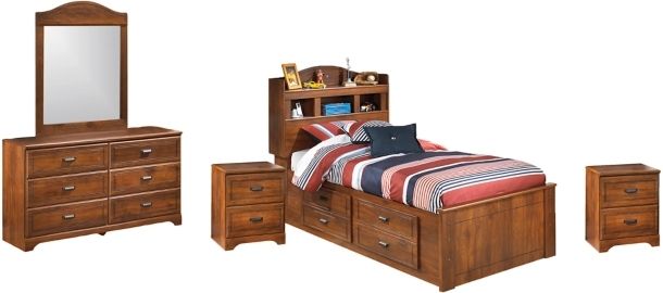 Signature Design by Ashley® Barchan 5-Piece Medium Brown Twin Bookcase Bed Set-0