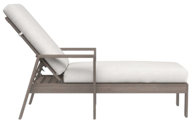 Sunset West Laguna Driftwood Aluminum Outdoor Chaise Lounge with Canvas Flax Cushion-1