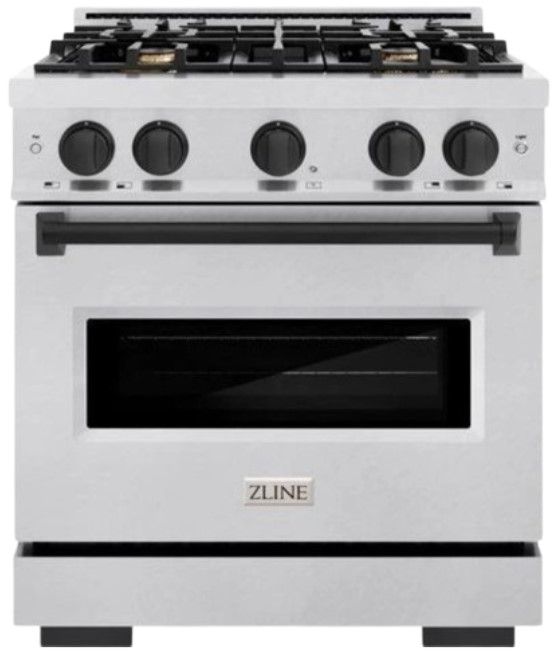 ZLINE Classic Autograph Edition 30" Stainless Steel Pro Style Gas and Matte Black Accents-0