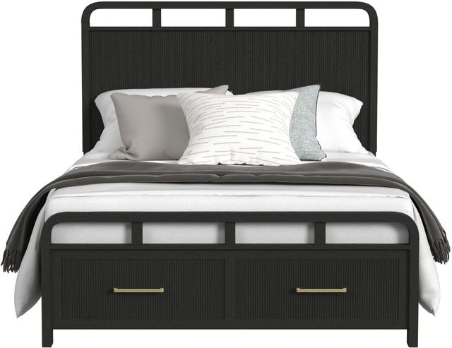 Elements International Ridgemont Black Queen Panel Storage Bed-3