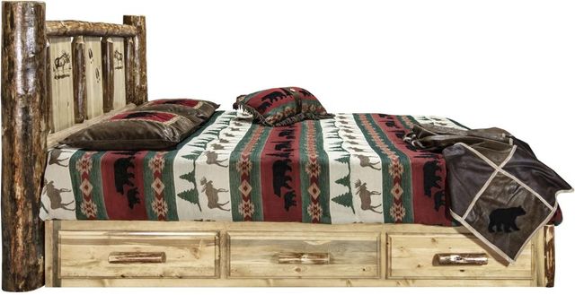 Montana Woodworks® Glacier Country Stained and Lacquered California King Platform Storage Bed with Laser Engraved Moose Design-2