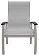 Telescope Casual Belle Isle Abalone/Warm Gray Aluminum/Fabric Outdoor Sling Supreme Arm Chair with Chestnut Rustic Polymer Arm Accent-1