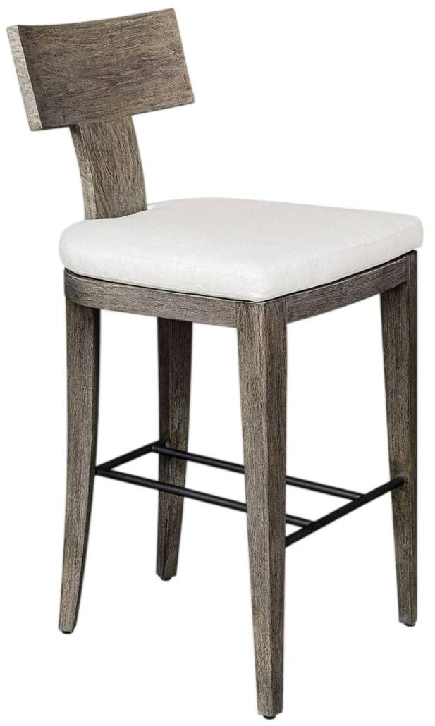 Uttermost® Cellini Weathered Gray Wooden Outdoor Bar Stool-0